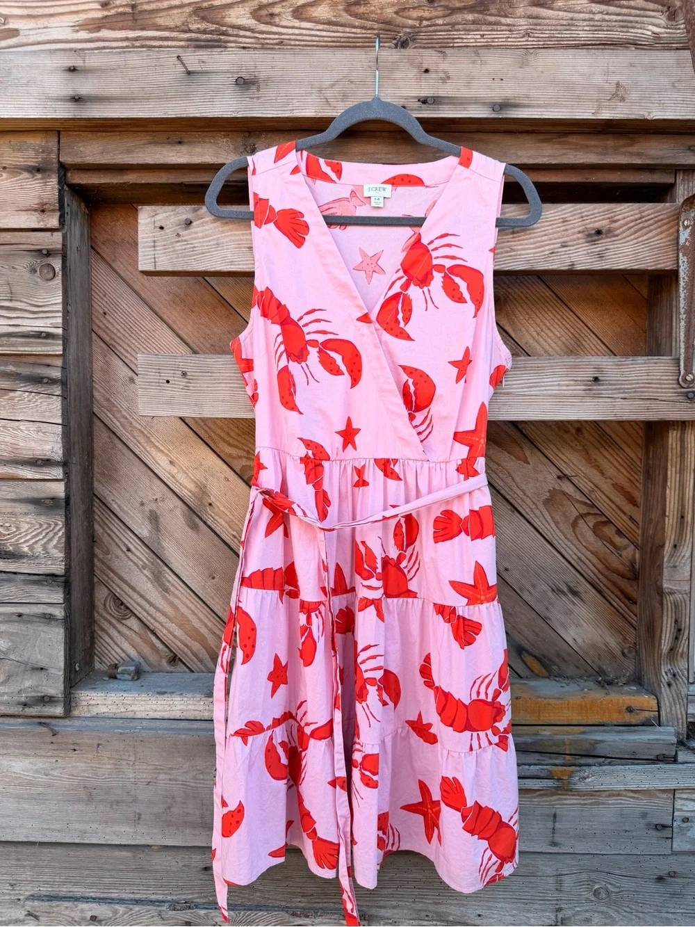 J. Crew Pink Sundress with Red Lobster Print